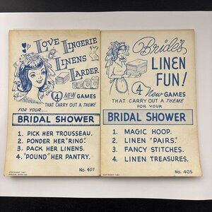 Vintage 1967 Special Game Co Bridal Shower Games No 405 & 407